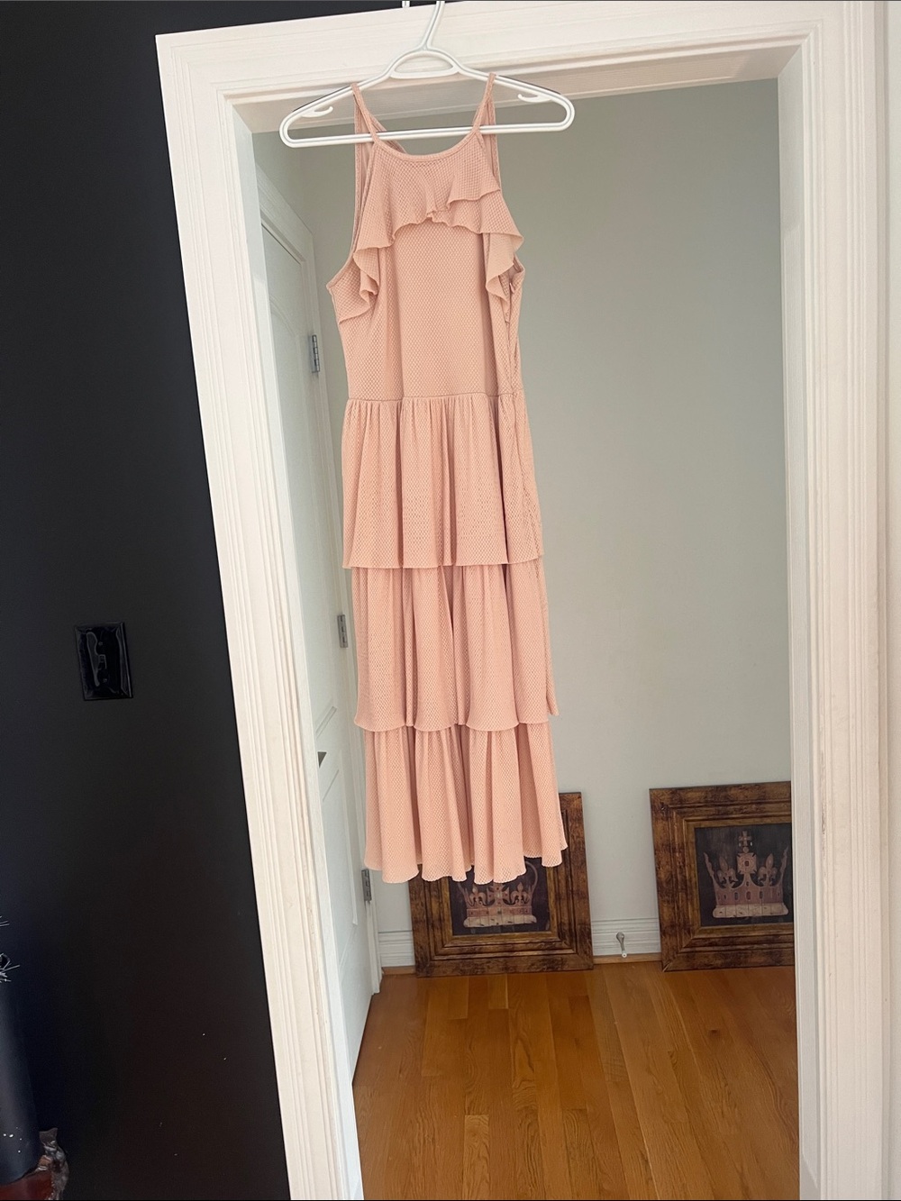 Rachael Ray Blush Pink Tiered Ruffle Maxi Dress